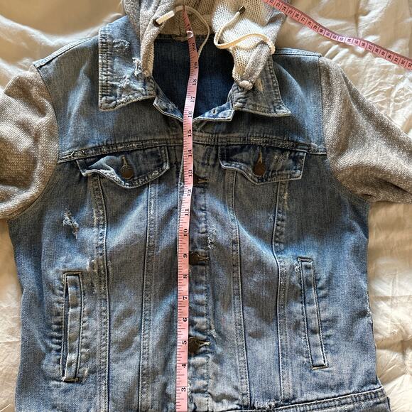 Free People Denim and Knit Hoodie Jacket Small - Picture 10 of 10